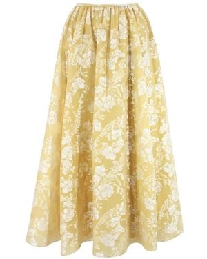 Cinq À Sept Ruth Organza Jacquard Midi Skirt - Yellow