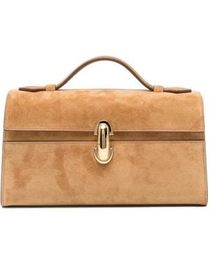 SAVETTE Suede Top-Handle Shoulder Bag - White