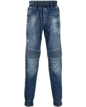 Philipp Plein Mid-Rise Tapered-Leg Jeans - Blue