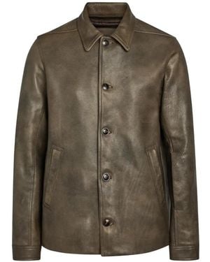 Rick Owens Button-Up Leather Jacket - Green
