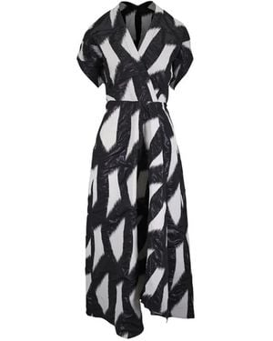 Zero + Maria Cornejo Patterned V-Neck Dress - White