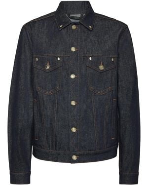 Billionaire Logo-Patch Denim Jacket - Blue