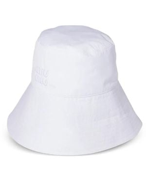 Miu Miu Canvas And Leather Bucket Hat in White | Lyst display picture 2
