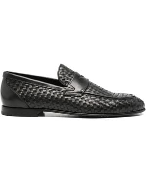 JOHN HARRISON Woven Penny-Strap Loafers - Black
