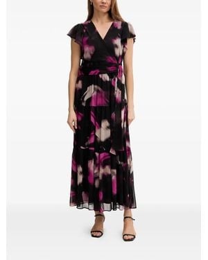 DKNY Ruffled Tie-Waist Maxi Dress - Black