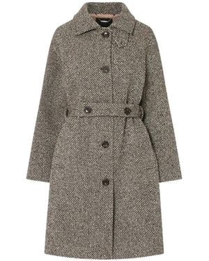 Liu Jo Wool Coat With Belt - Gray