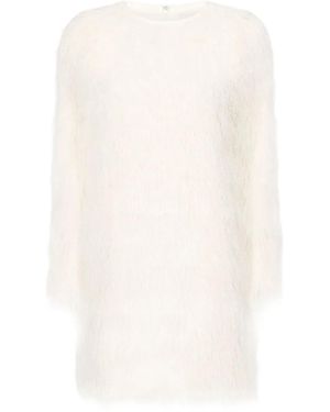 Loulou de Saison Tina Fringe Long-Sleeve Mini Dress - White