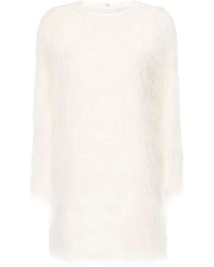 Loulou de Saison Tina Fringe Long-Sleeve Mini Dress - White