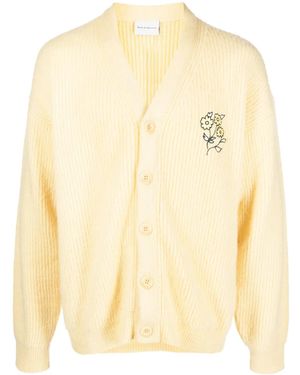Drole de Monsieur Gerippter Cardigan Mit Blumenstickerei - Natur