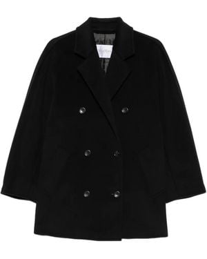 Max Mara Rebus Notch-Lapel Double-Breasted Coat - Black
