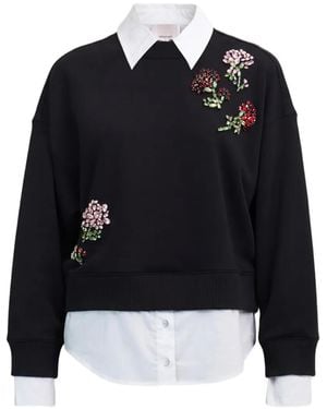 Cinq À Sept Justina Rhinestone-Embellished Layered-Effect Jumper - Black