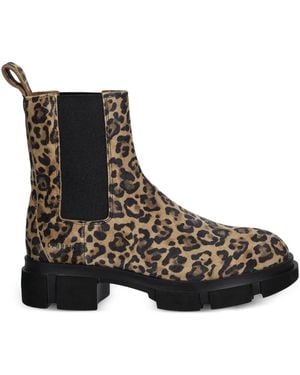 COPENHAGEN Leopard-Print Lug-Sole Chelsea Boots - Black