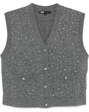 Maje Button Embellished Polo Top - Grey