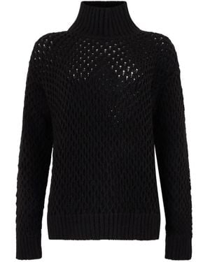 Moorer Open-Knit High-Neck Jumper - Black