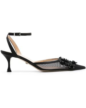 Mach & Mach Sequin Flower 65mm Sandal - Black