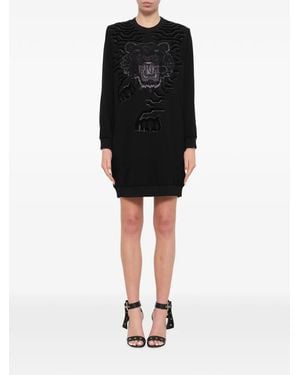 KENZO Tiger-Embroidered Mini Dress - Black