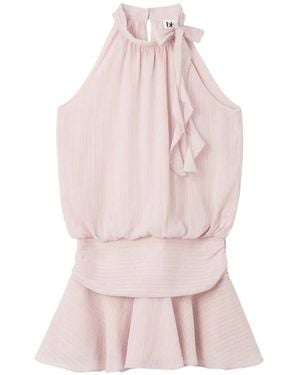 B+ AB Ruffled Bow-Detail Mini Dress - Pink