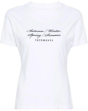 Vetements T-Shirt Con Ricamo - Bianco