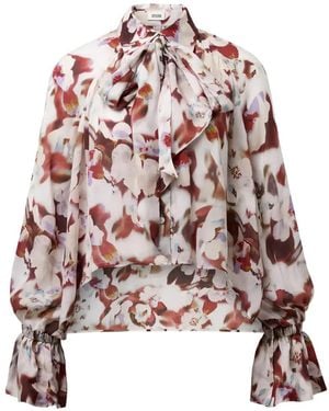 DRYKORN Vaelie Floral-Print Pussy-Bow Blouse - White