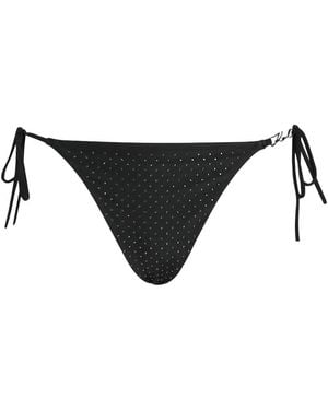 KARL LAGERFELD Rhinestone-Embellished Side-Tie Bikini Bottoms - Black