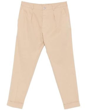 Incotex Pleated Turn-Up Trousers - Natural