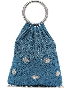 Rabanne Beaded Circular-Handle Tote Bag - Blue