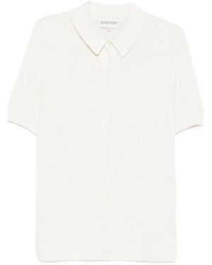 Bompard Waffle-Knit Buttoned Polo Shirt - White