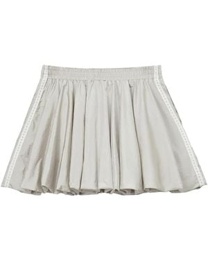 Mini Cream Lace-Trim Appliqué Skirt - White
