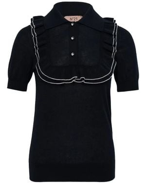 N°21 Polo Con Volantes Y Botones - Negro