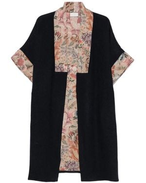 Pierre Louis Mascia Mantel Mit Blumeneinsatz - Schwarz