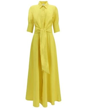 Sara Roka Etra 85 Tie-Belt Midi Shirt Dress - Yellow