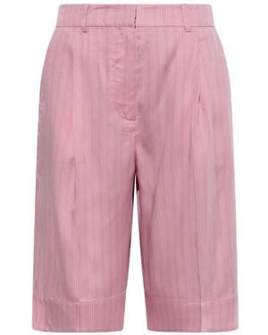 Munthe Uama Pinstripe-Pattern Pleated Shorts - Pink