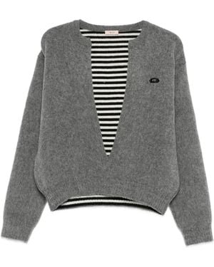 N°21 Plunging V-Neck Sweater - Gray