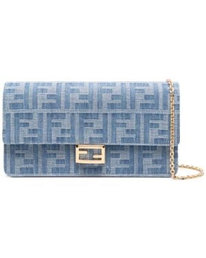 Fendi Baguette Denim Crossbody Bag - Blue