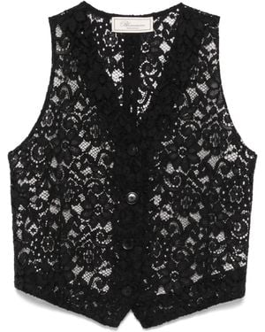 Blumarine Floral-Lace Waistcoat - Black