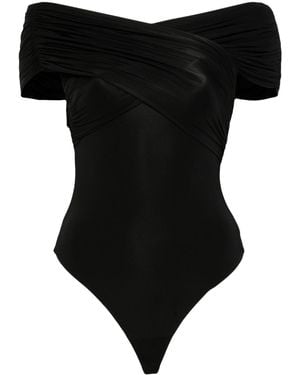 Alice + Olivia Off-Shoulder Stretch Bodysuit - Black