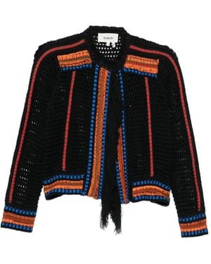 Ba&sh Bianca Crochet-Knit Fringed Cardigan - Black