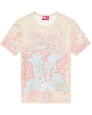DIESEL Embellished T-Shirt - Pink