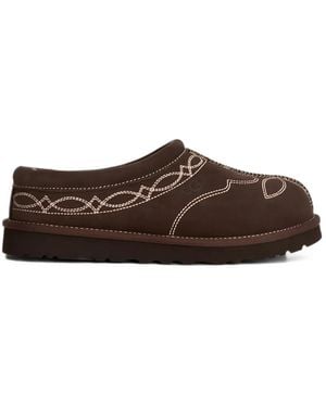 UGG Tasman Embroidered Slip-On Slippers - Brown