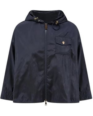 Moncler Hooded Logo-Patch Jacket - Blue