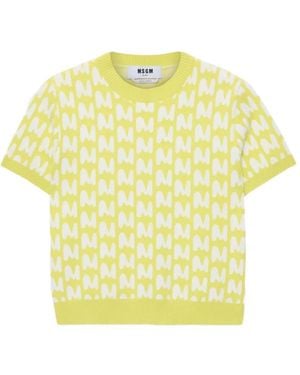 MSGM Haut En Maille Intarsia - Yellow