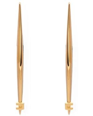 Elisabetta Franchi Logo-Plaque Drop Earrings - White