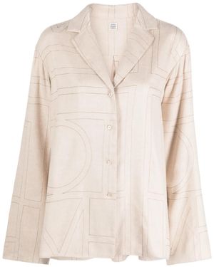 TOTEME Monogram Flannel Pajama Top - Natural