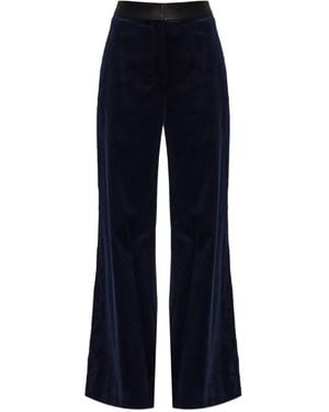Victoria Beckham Alina Velvet Satin-Trim Pants - Blue