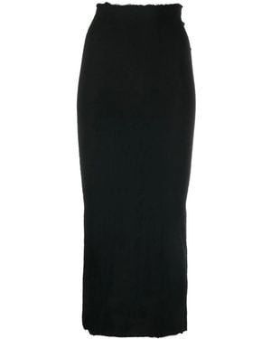 Marc Le Bihan Frayed-Edge High-Waist Skirt - Black