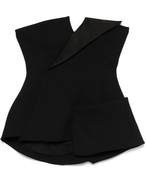 A.W.A.K.E. MODE Top Aus Satin Mit Corsage - Schwarz