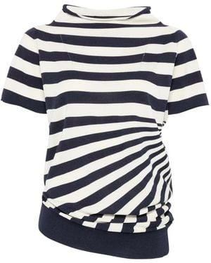 Junya Watanabe Striped Short-Sleeve T-Shirt - Blue