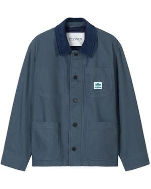 Closed Workwear Corduroy-Collar Patch-Pocket Jacket - Blue