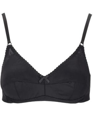 Laura Urbinati Lace-Panel Bow-Detail Bra - Black