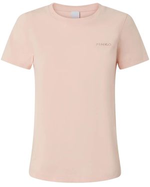 Pinko Logo-Embroidered T-Shirt - Pink
